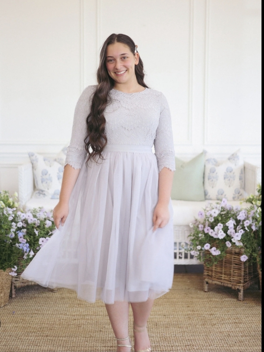 Dainty Jewells Whimsical Wishes Knee Length Dress Gray Size M